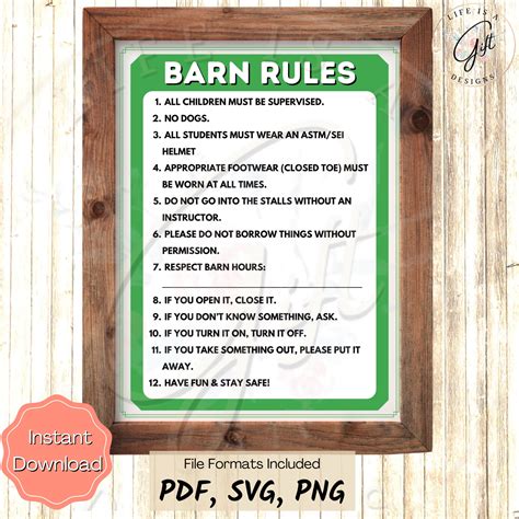 Printable Barn Rules